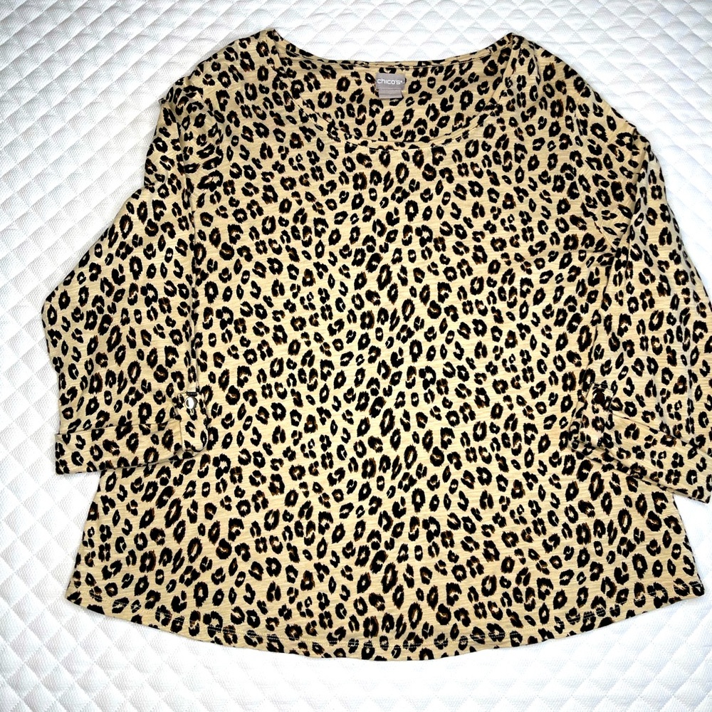 Chico’s Slub Knit Tee in Cheetah Print